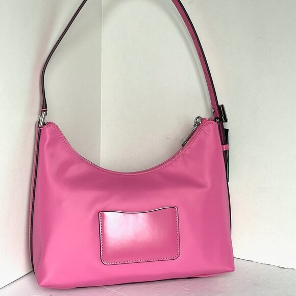 Kate Spade Sam Icon Shoulder Bag 90s Pink Nylon Small KSNYL Top Zip Leather - Picture 2 of 11